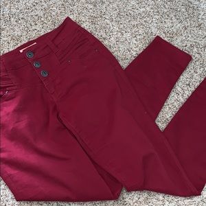 red high waisted jeans